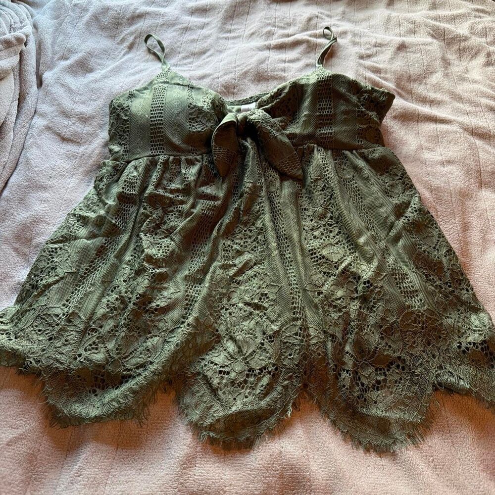 No Boundaries Green Lace Babydoll Top  Size XL